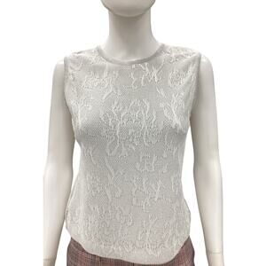 Griffith Gray For St. John Top Women’s SZ S Knit & Lace Tank Gray Silver Thread